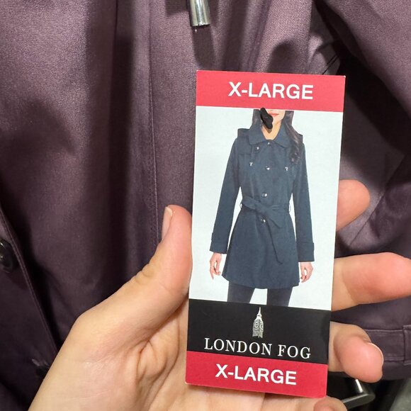 London Fog Aurora Belted Trench Coat – Mauve/Purple – Size XL - Picture 7 of 8